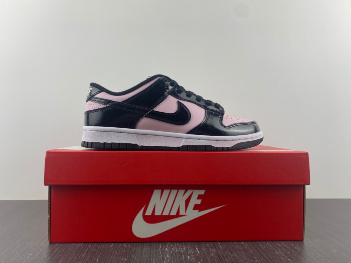 nike dunk low black patent pink dj9955-600