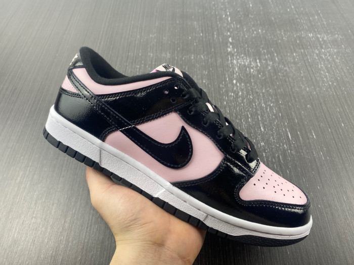 nike dunk low black patent pink dj9955-600