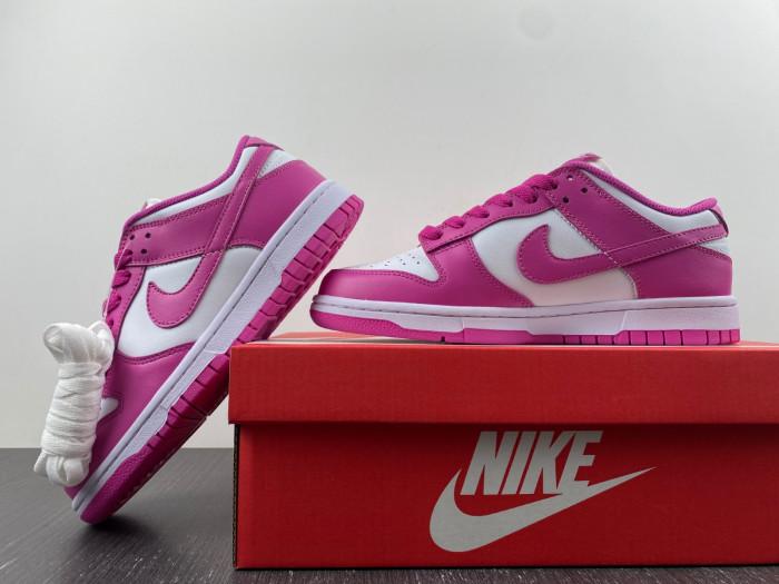 nike dunk low active fuchsia pink white gs fj0704-100
