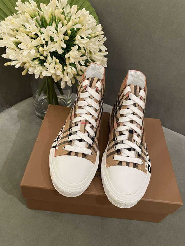 Bur*berry Vintage Check Cotton High-top Sneakers