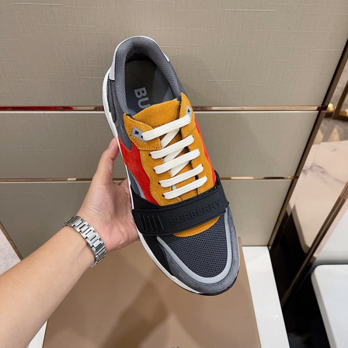 B**rry vintage check, leather and mesh sneakers