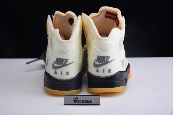 off white x air jordan 5 sail red dh8565-100